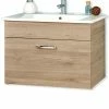 Waschtischunterschrank - Sanremo Eiche Terra - inklusive Waschtisch - 74 cm breit