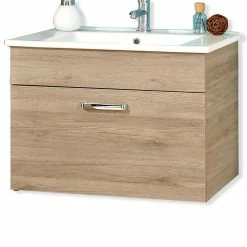 Waschtischunterschrank - Sanremo Eiche Terra - inklusive Waschtisch - 74 cm breit