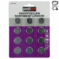 profitan 12er-Pack Knopfzellen-Sortiment - Lithium - sortiert