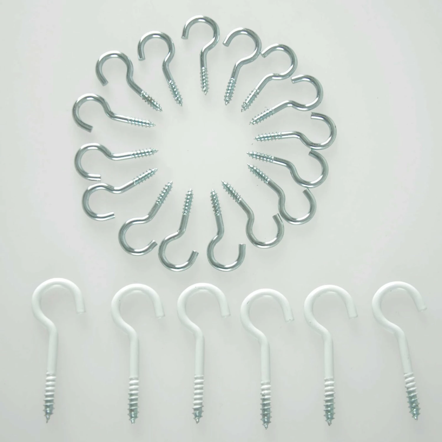 Schraubhaken - weiß und verzinkt - 22 Stück 1 Schraubhaken - weiß und verzinkt - 22 Stück