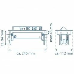 2-fach Steckdosenelement - schwarz-silber - USB - versenkbar -Baumarkt Verkaufsgeschäft 1059000400 05 1600Wx1600H