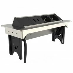 2-fach Steckdosenelement - schwarz-silber - USB - versenkbar