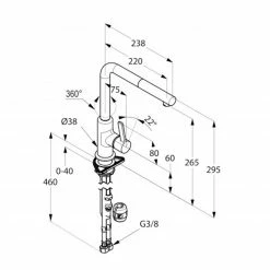 Küchenarmatur FINO - chrom-fango - Hochdruck -Baumarkt Verkaufsgeschäft 1275001300 03 1600Wx1600H