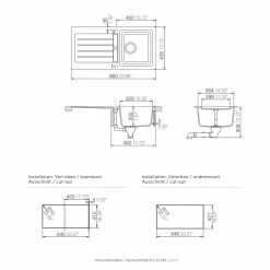 Einbauspüle - Onyx - Cristalite - 86x43,5 cm -Baumarkt Verkaufsgeschäft 1302000600 03 1600Wx1600H