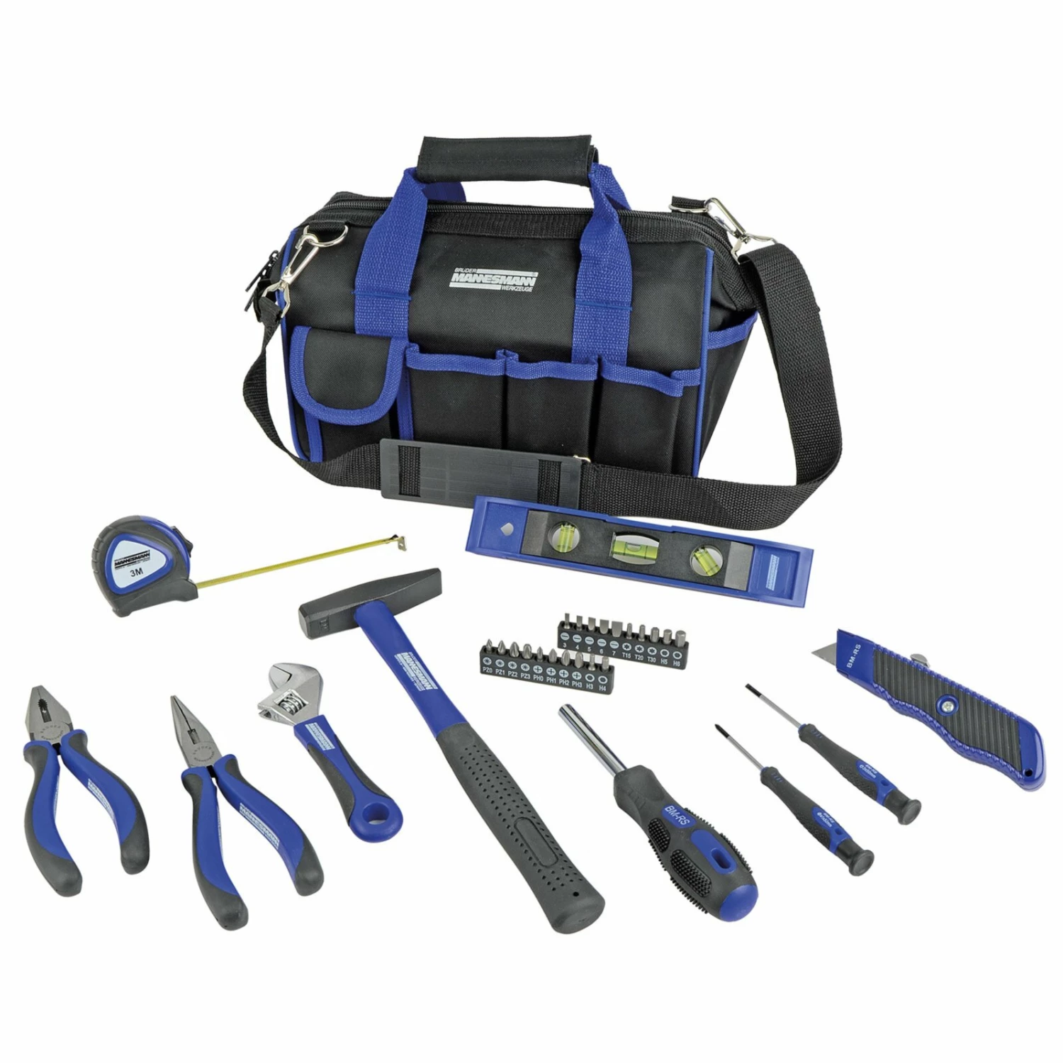 30-teiliges Brüder Mannesmann Werkzeug-Set - blau-schwarz 1 30-teiliges Brüder Mannesmann Werkzeug-Set - blau-schwarz