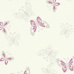 Vliestapete HAPPY SPRING - beige-violett - 10 Meter