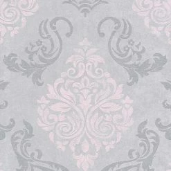 Vliestapete - grau-rosa - Barock - 10 Meter