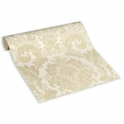 Vinyltapete KINGSTON - beige-weiß metallic - 10 Meter -Baumarkt Verkaufsgeschäft 2002002800 03 1600Wx1600H