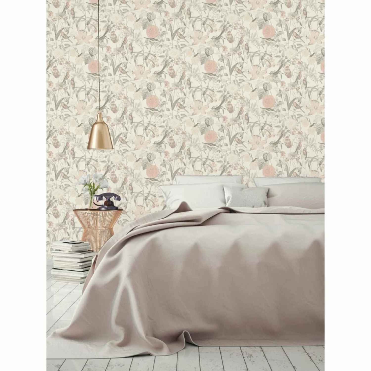Vliestapete - Blumen - grau-rosa - 10 Meter 2 Vliestapete - Blumen - grau-rosa - 10 Meter – Bild 2
