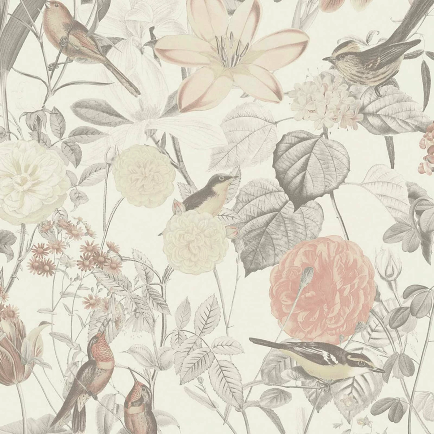 Vliestapete - Blumen - grau-rosa - 10 Meter 1 Vliestapete - Blumen - grau-rosa - 10 Meter