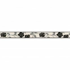 Vinyl-Borte ONLY BORDERS 7 - schwarz - Blumen - 5 cm