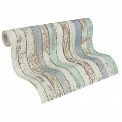 Vliestapete DEKORA NATUR 6 - Holz - blau-grün - 10 Meter