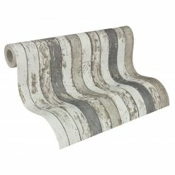 Vliestapete STRIPES - braun-weiß-grau - 10 Meter