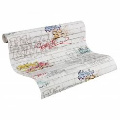 Papiertapete GRAFFITI - bunt - 10 Meter