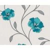 Tapete Vinyl - Blumen - türkis - 10,05 x 0,53 m