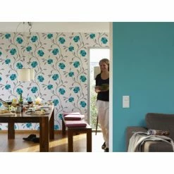 Tapete Vinyl - Blumen - türkis - 10,05 x 0,53 m 5 Tapete Vinyl - Blumen - türkis - 10,05 x 0,53 m -Baumarkt Verkaufsgeschäft 2002025500 03 1600Wx1600H