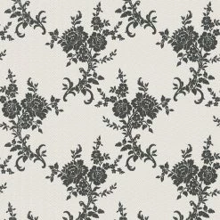 Vinyltapete - schwarz-weiß - Barockblume - 10 Meter