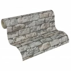 Papiertapete - Stein - grau - 10 Meter