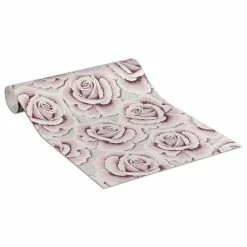 Vliestapete - violett-silber - Rosen - 10 Meter