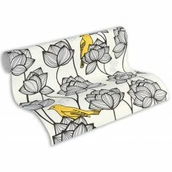 Vliestapete - weiß - floral - 10 Meter