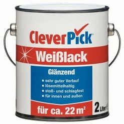 CleverPick Weißlack - glänzend - 2 Liter