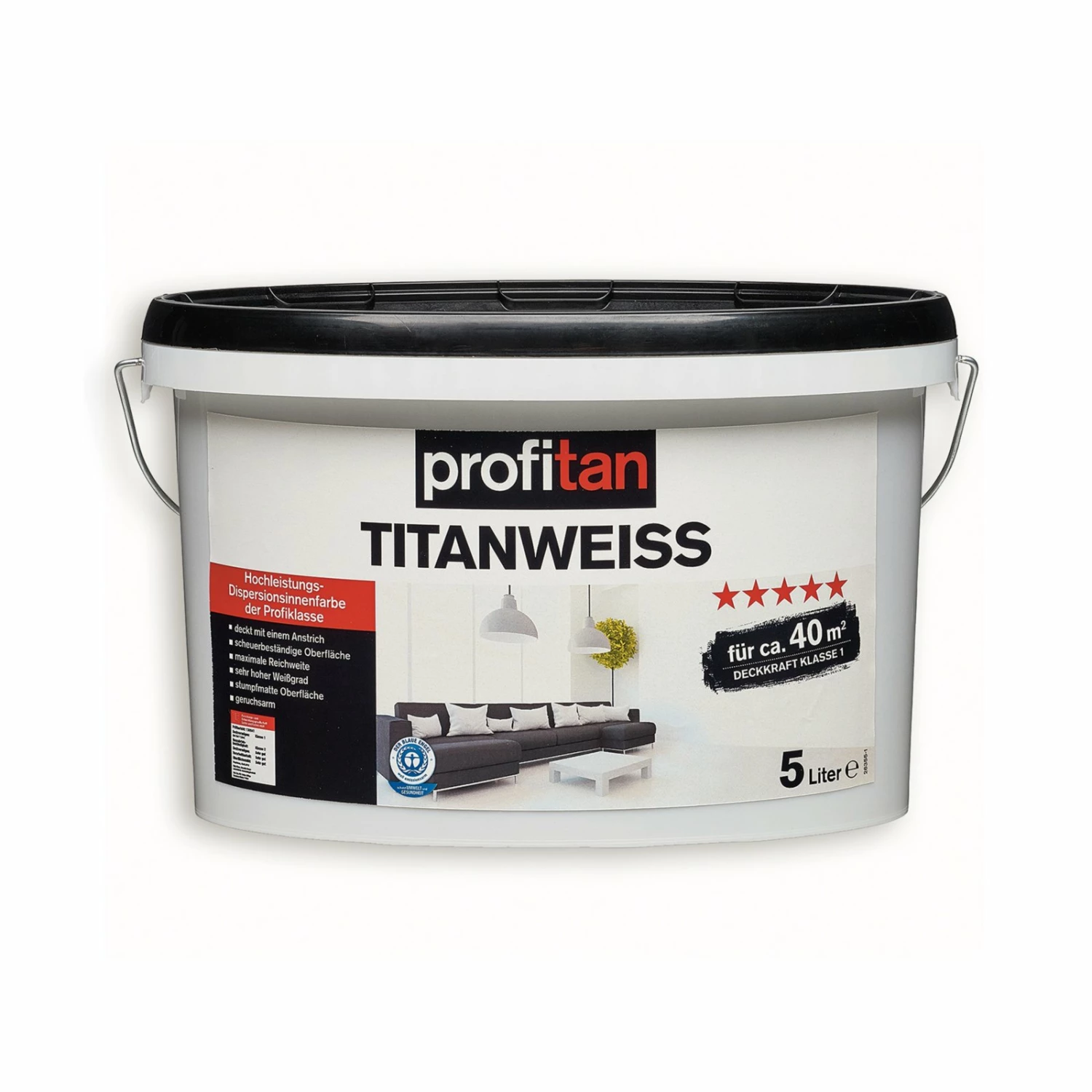 profitan Titanweiß Wand- und Deckenfarbe - 5 Liter 1 profitan Titanweiß Wand- und Deckenfarbe - 5 Liter