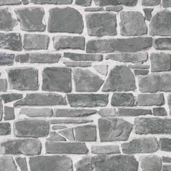 Tapete Papier - grau - Steinoptik