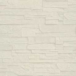 Vliestapete - weiß - Steinwand - 10 Meter