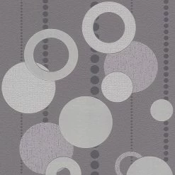 Tapete Vlies - grau - Kreise