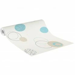 Vliestapete - beige-blau - Kreise - 10 Meter