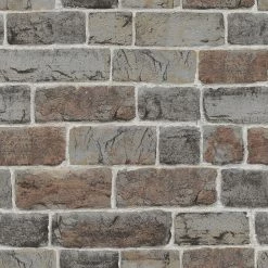 Papiertapete - Ziegelsteinmauer - taupe - 10 Meter
