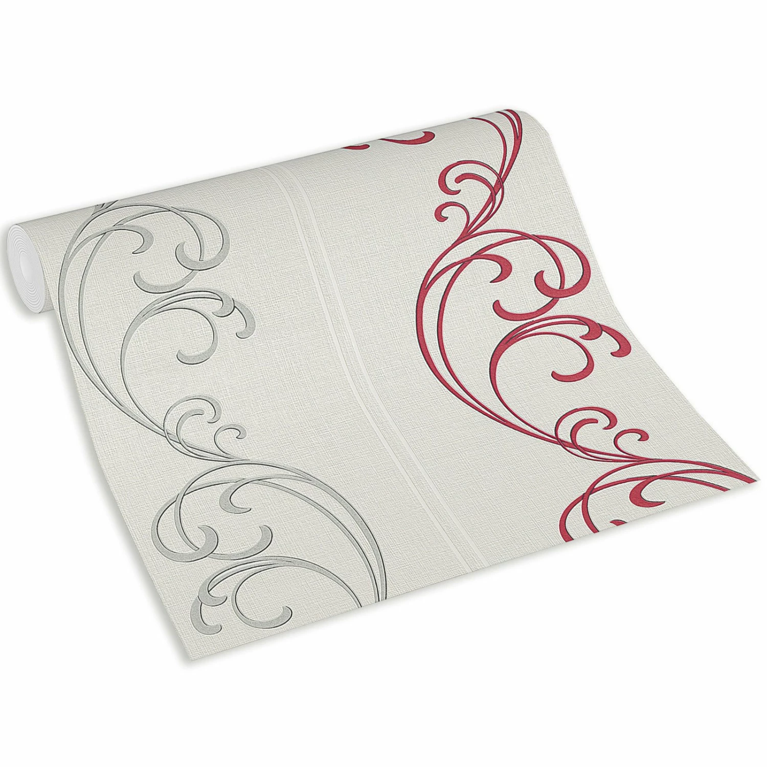 Vliestapete - rot-silber - Ornamente - 10 Meter 2 Vliestapete - rot-silber - Ornamente - 10 Meter – Bild 2