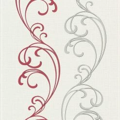 Vliestapete - rot-silber - Ornamente - 10 Meter