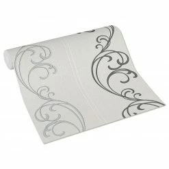 Vliestapete - grau-schwarz - Ornamente - 10 Meter