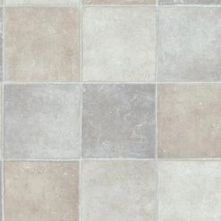 PVC-Bodenbelag - Fliese grau-beige - 2 Meter breit