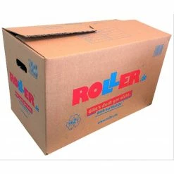 ROLLER Umzugskarton - rot-blau bedruckt - 65x35 cm