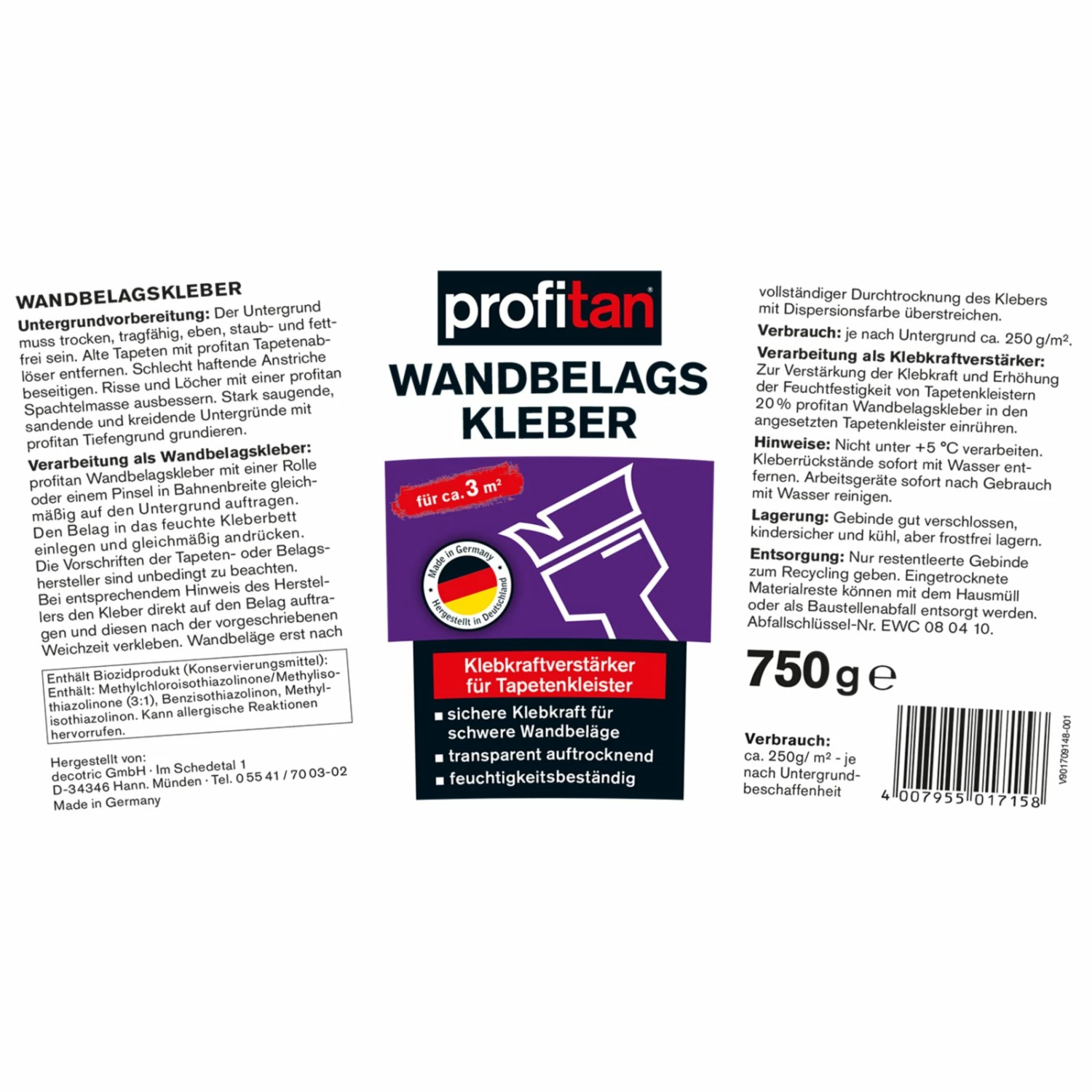 profitan Wandbelagskleber - für Tapetenkleister 2 profitan Wandbelagskleber - für Tapetenkleister – Bild 2