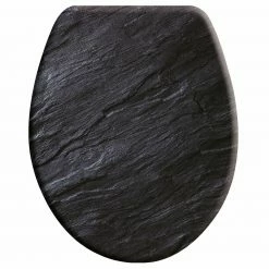 WC-Sitz - schwarz - Holz - Schieferoptik