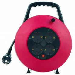 Kabeltrommel - schwarz-rot - 4 Steckdosen - 10 Meter