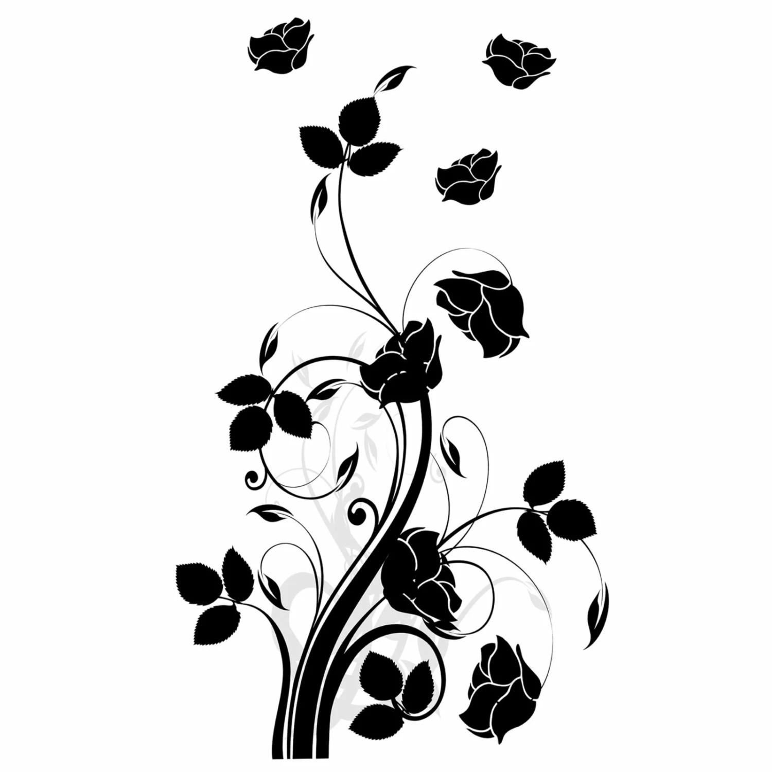 Wandtattoo - Rosenranken - schwarz - selbstklebend 1 Wandtattoo - Rosenranken - schwarz - selbstklebend