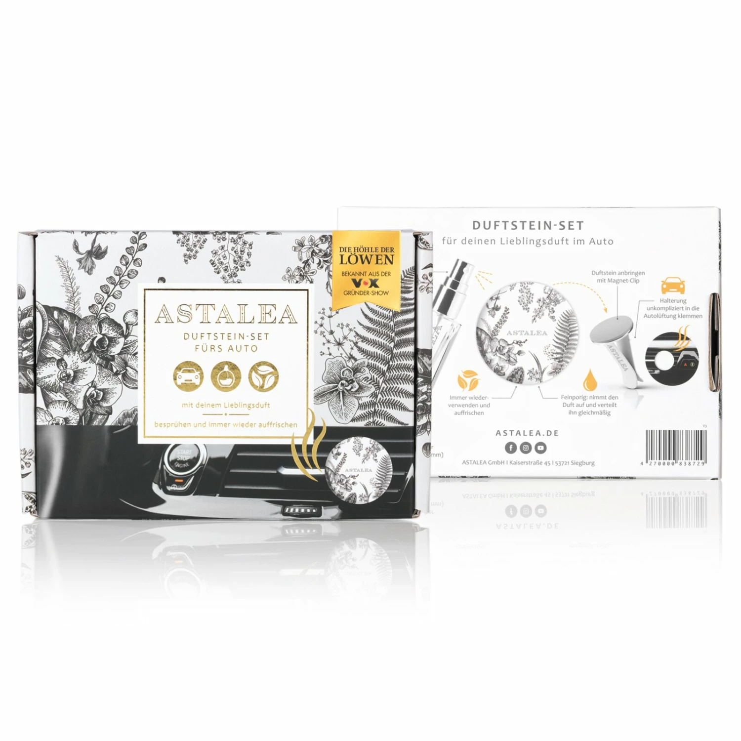 ASTALEA Duftstein Auto - weiß-grau - Flower Bouquet 3 ASTALEA Duftstein Auto - weiß-grau - Flower Bouquet – Bild 3