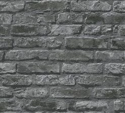 Papiertapete DEKORA NATUR 6 - Mauer - grau-schwarz - 10 Meter