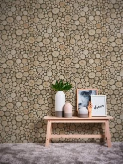 Papiertapete DEKORA NATUR 6 - Holzscheiben - 10 Meter -Baumarkt Verkaufsgeschäft 9000865400 04 1600Wx1600H