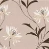 Vinyltapete ATLANTA - braun-creme - Blumen - 10 Meter