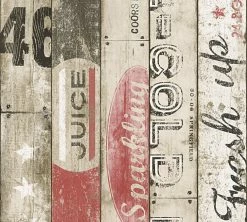 Tapete BOYS & GIRLS 5 - beige-rot - Planken - 10 Meter