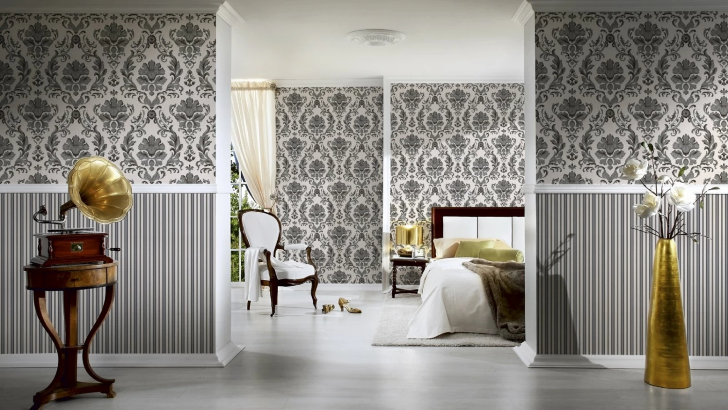 Vliestapete BLACK & WHITE 3 - schwarz-weiß - Barock - 10 Meter 3 Vliestapete BLACK & WHITE 3 - schwarz-weiß - Barock - 10 Meter – Bild 3