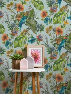 Vinyltapete FARO 4 - Pflanzen - blau-bunt - 10 Meter -Baumarkt Verkaufsgeschäft 9001077100 04 1600Wx1600H