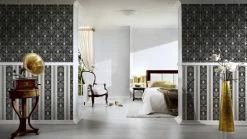 Papiertapete BLACK & WHITE 3 - schwarz-grau - Ornamente - 10 Meter -Baumarkt Verkaufsgeschäft 9001278400 03 1600Wx1600H