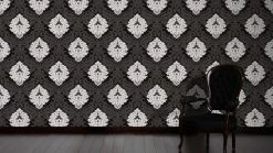 Vliestapete BLING BLING - schwarz-weiß - Barock - 10 Meter -Baumarkt Verkaufsgeschäft 9001288700 03 1600Wx1600H