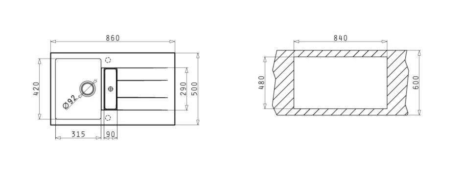 Einbauspüle ATHLOS - Pyragranite - carbon - Unterschränke ab 50 cm 2 Einbauspüle ATHLOS - Pyragranite - carbon - Unterschränke ab 50 cm – Bild 2